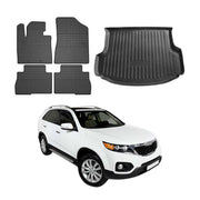 Fußmatten & Kofferraumwanne Set für Kia Sorento Lift 2009-2014 Gummi Schwarz 5x