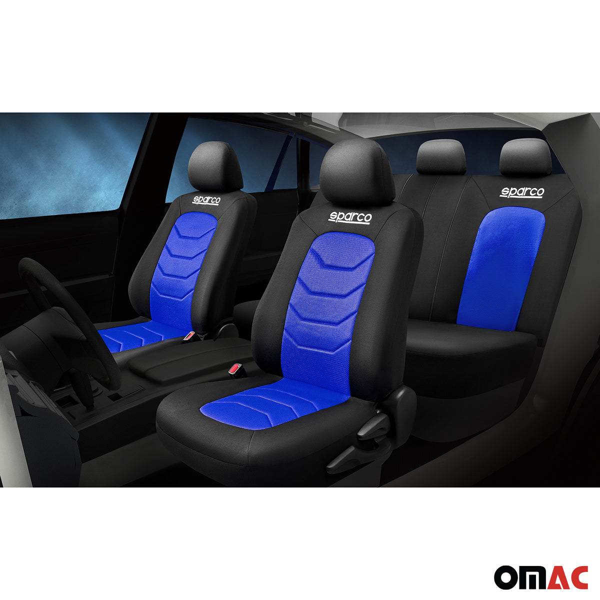 SPARCO Sitzbezüge Schonbezüge Autositzbezüge Universell Blau Vorne Hinten