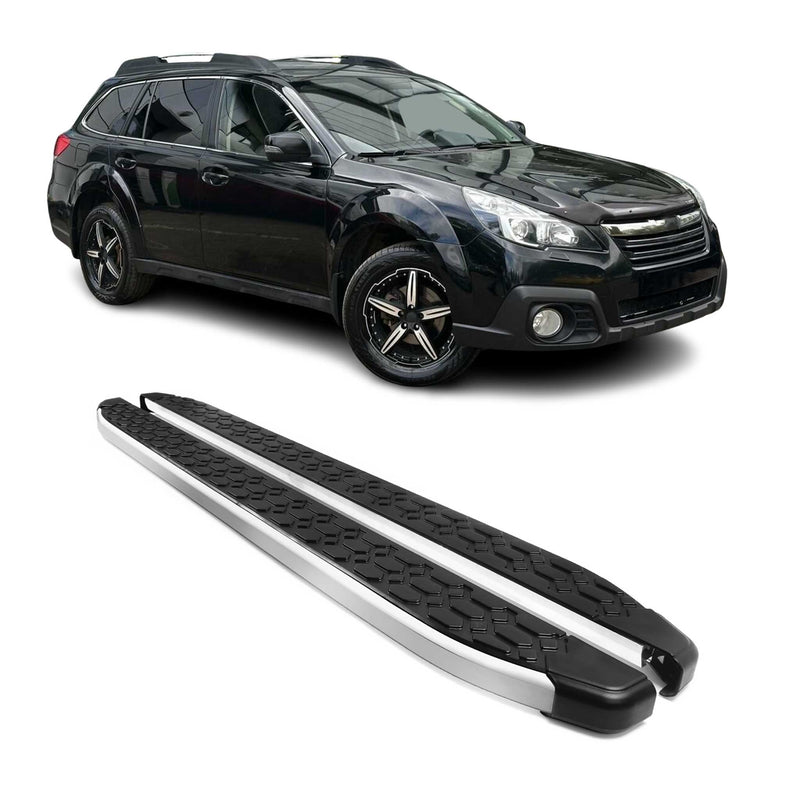 Alu Trittbretter Seitenschweller für Subaru Outback 2009-2014 Schwarz Silber 2x