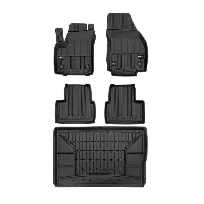 OMAC Fußmatten & Kofferraumwanne Set für Opel Meriva B 2010-2017 Gummi 5x