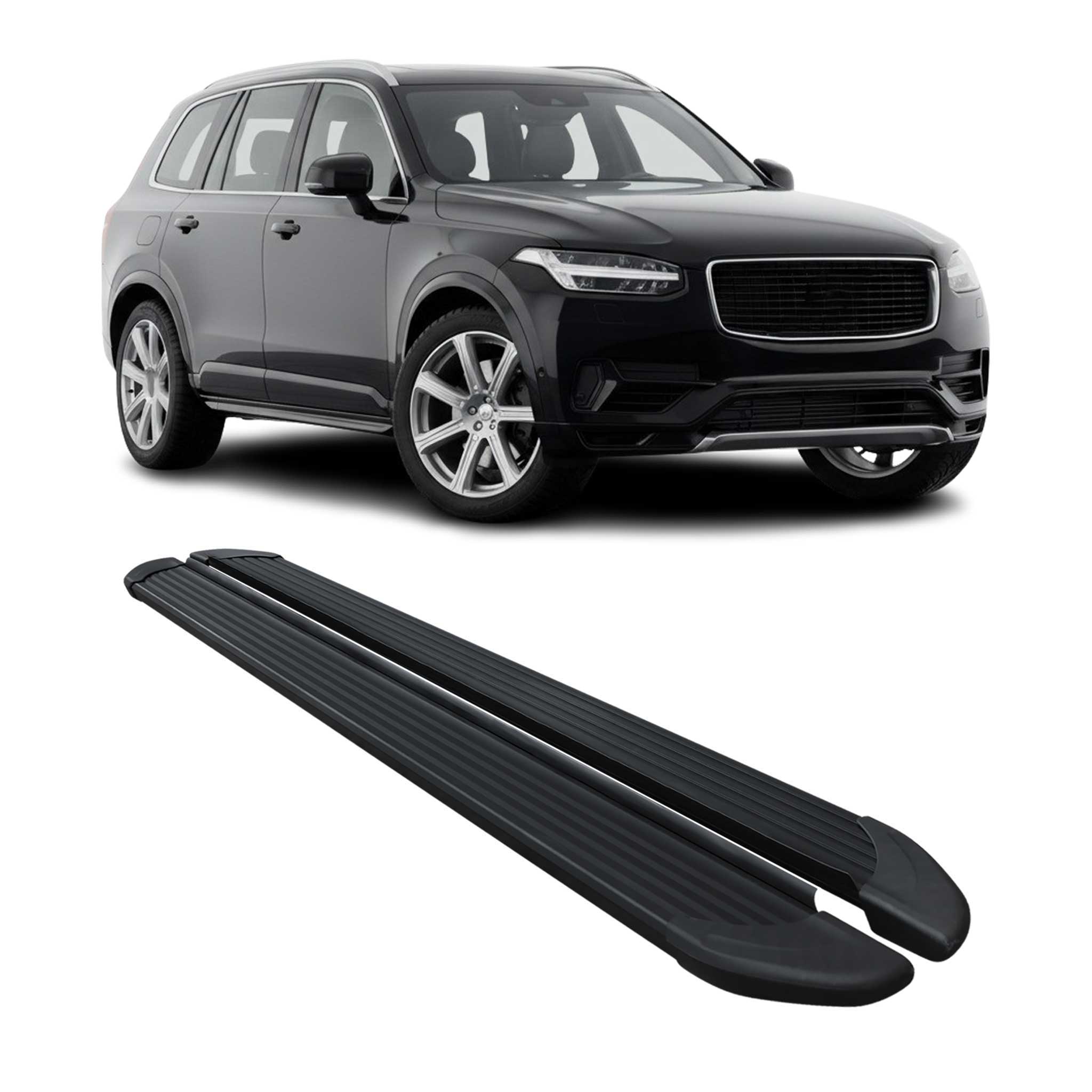 Seitenschweller Trittbretter Schweller für Volvo XC90 2015-2026 Alu Schwarz
