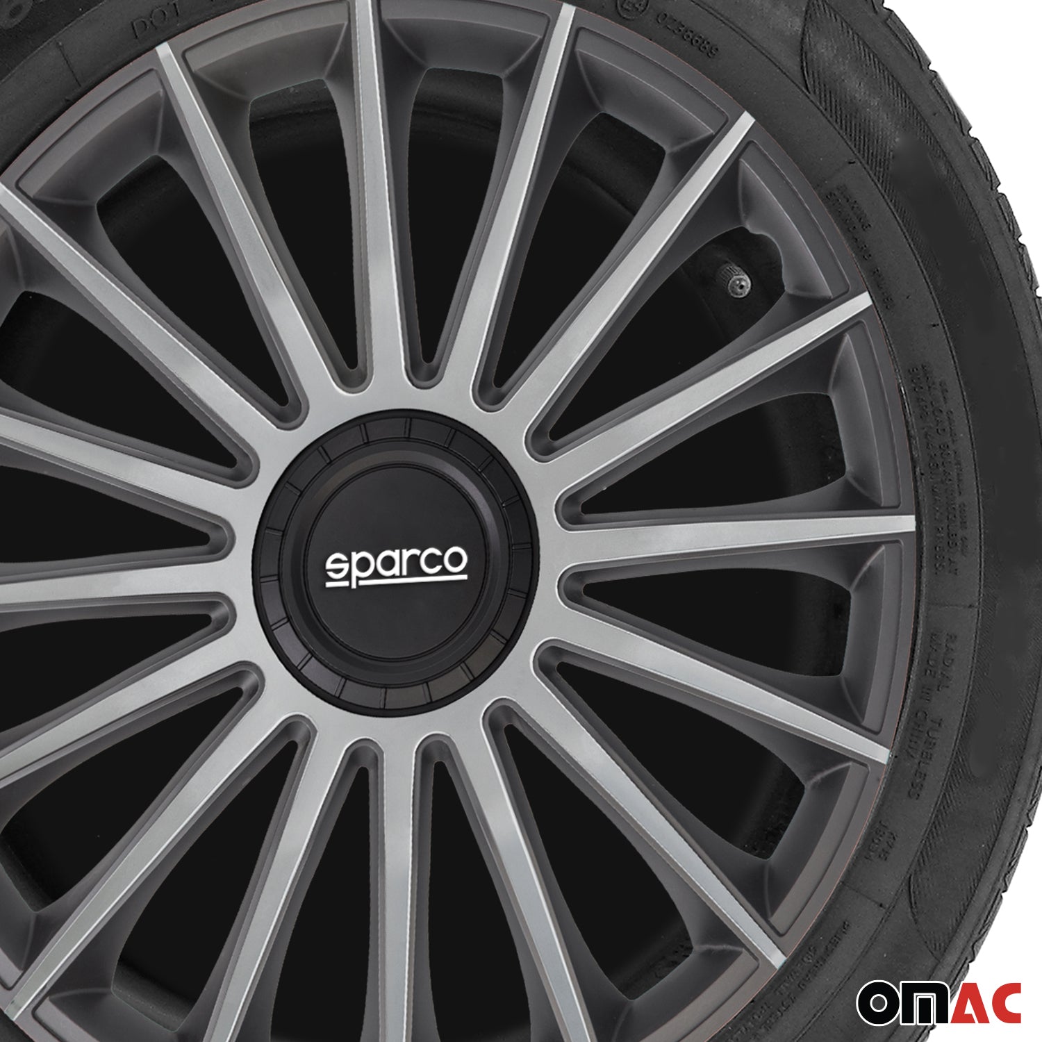Radkappen Radzierblenden Sparco Treviso 14" Zoll Abdeckung Set Grau Silber 4x
