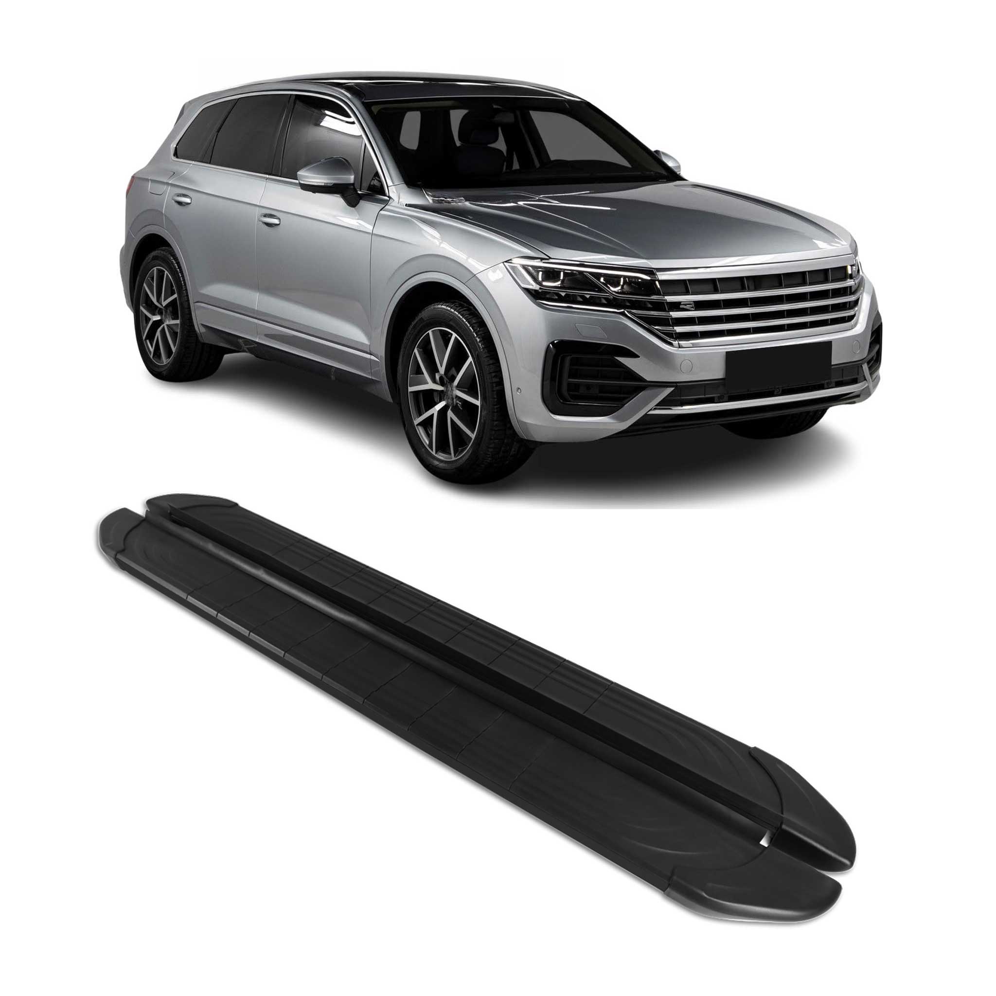 Seitenschweller Trittbretter für VW Touareg 3 2018-2026 Schwarz Alu
