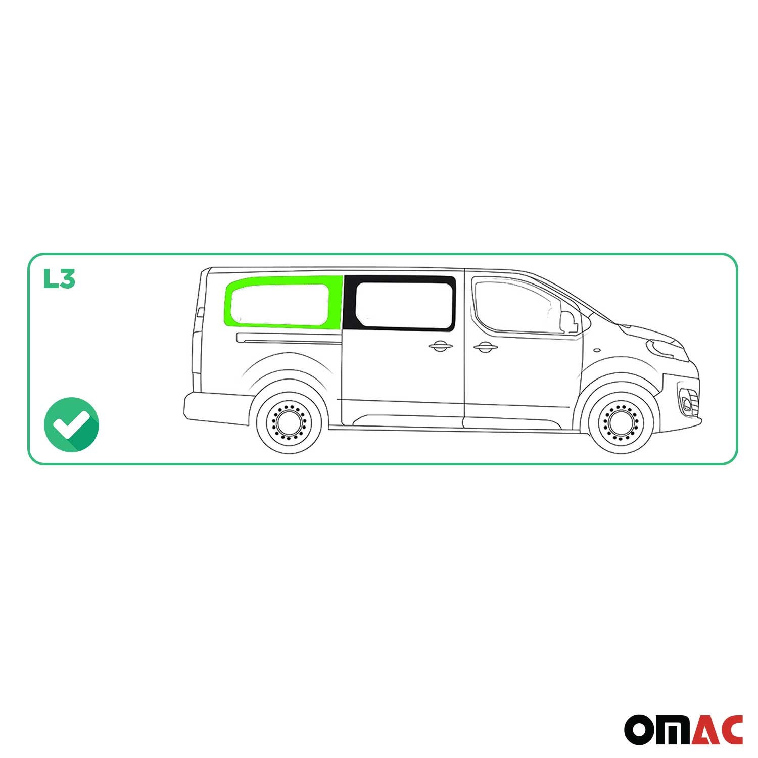 Seitenfenster Hinten Feststehend Auto für Citroen Jumpy 2016-2026 Rechts L3