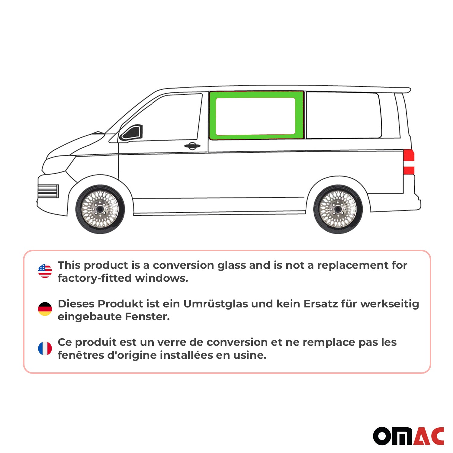 Seitenfenster Auto Seitenscheibe für VW T6 T6.1 2015-2024 Links Schwarz L1 L2