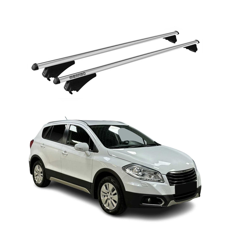 Menabo Dachträger für Suzuki Sx4 S-Cross mk2 2013-2016 Pre-FL 75kg Alu Silber 2x