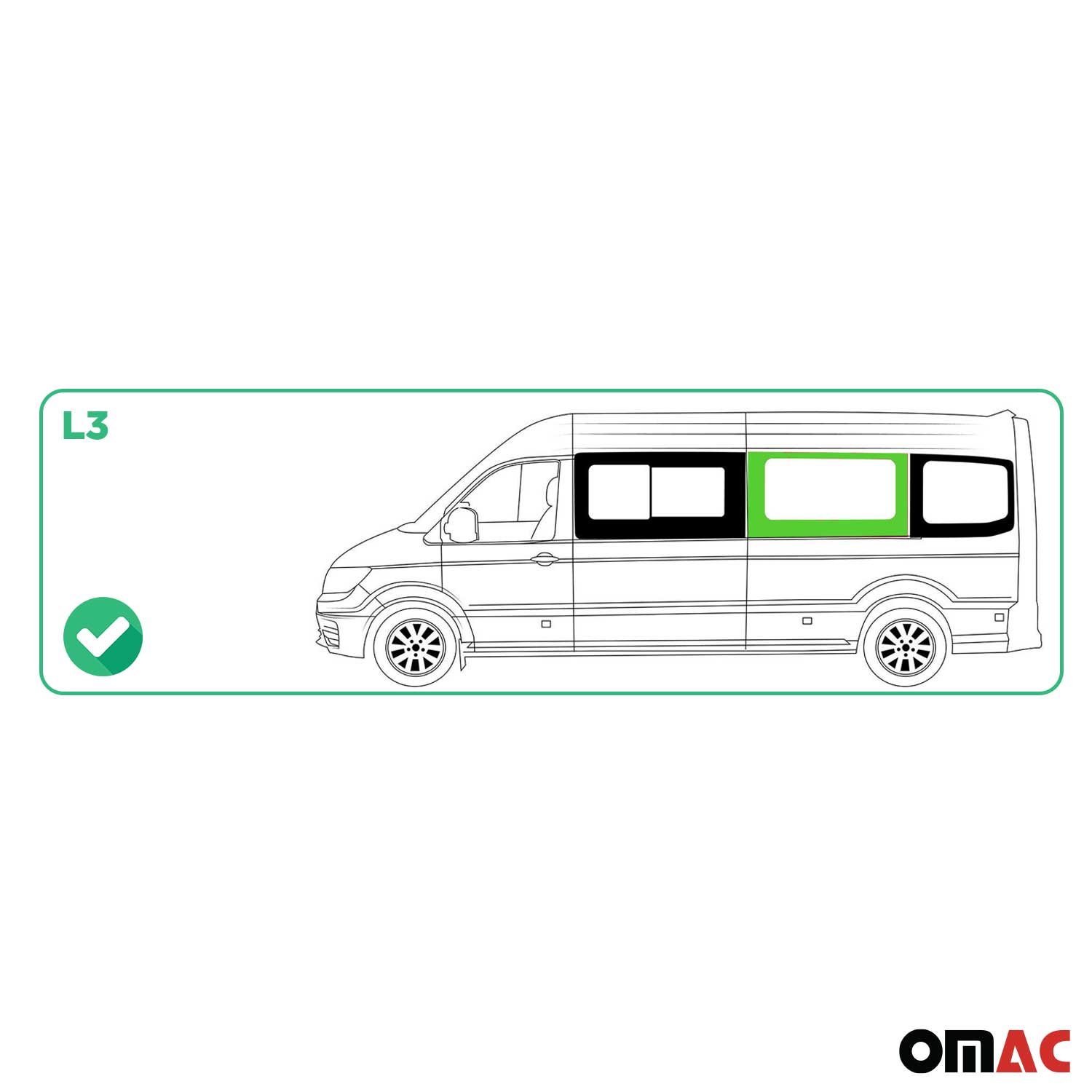Seitenfenster Seitenscheibe für VW Crafter 2017-2026 Mittel Links Schwarz L3