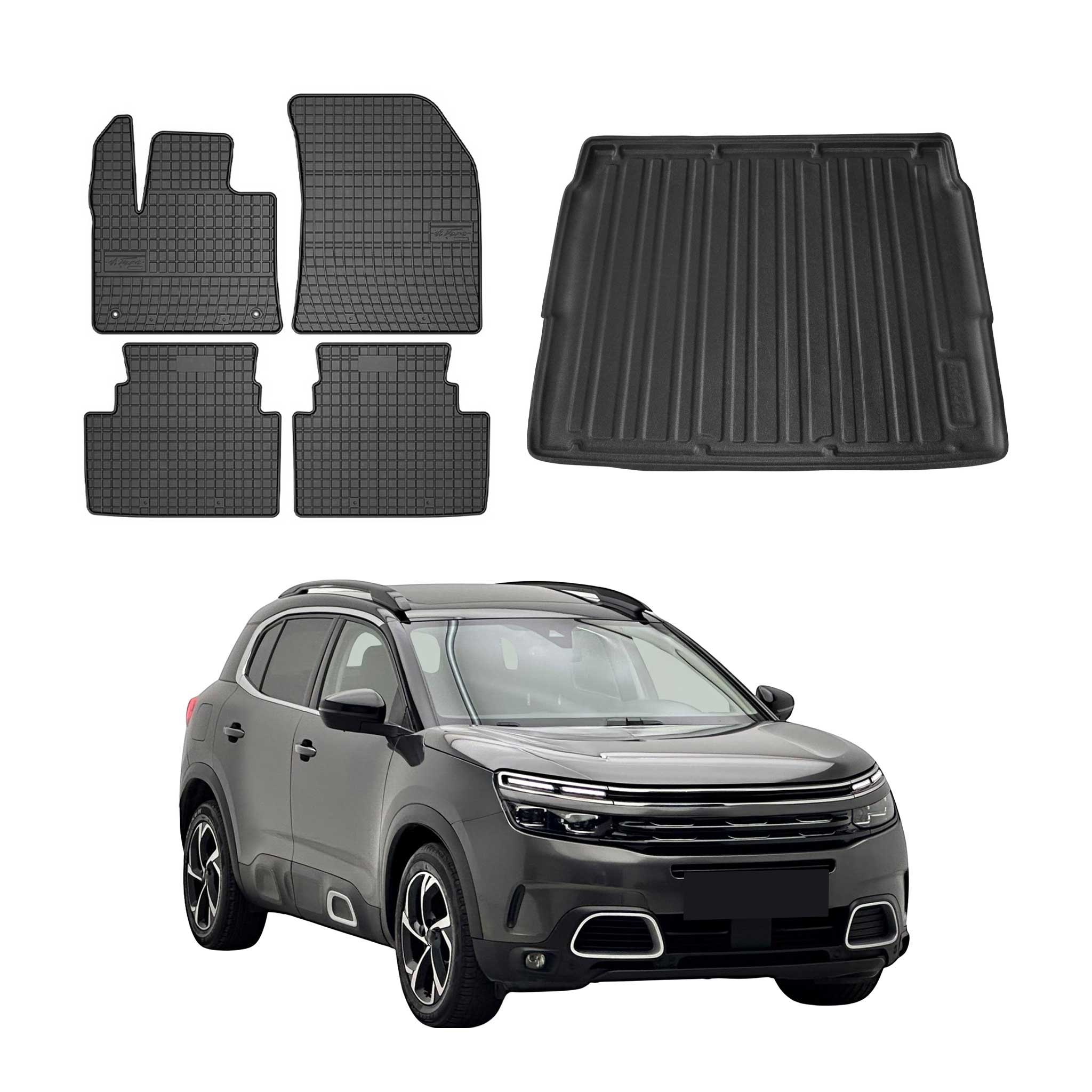 Fußmatten & Kofferraumwanne Set für Citroen C5 Aircross 2017-2025 Obere Gummi 5x