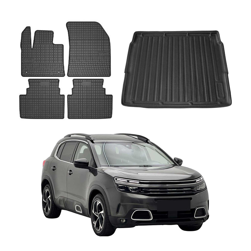 Fußmatten & Kofferraumwanne Set für Citroen C5 Aircross 2017-2025 Obere Gummi 5x