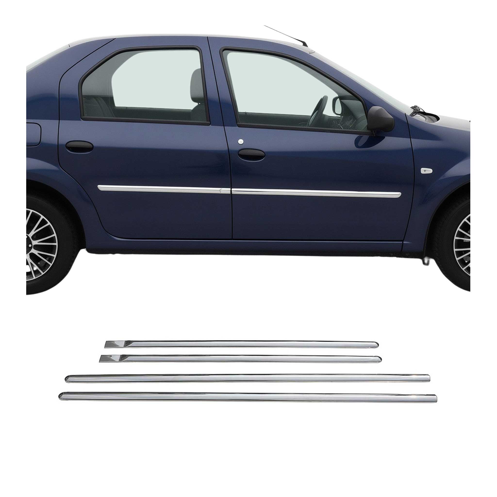 Seitentürleiste Türschutzleiste für Dacia Logan Stufenheck 2005-2012 Chrom 4x