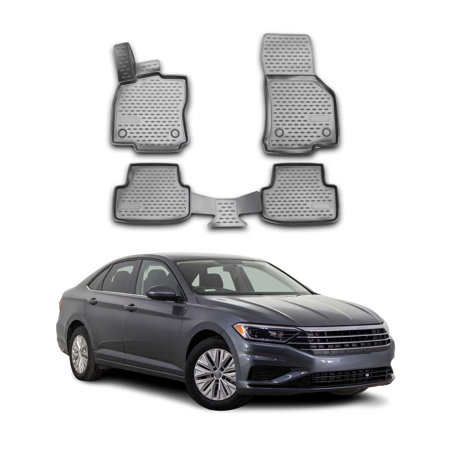 OMAC Gummimatten Fußmatten für VW Jetta 2018-2020 TPE Automatten Grau 4x