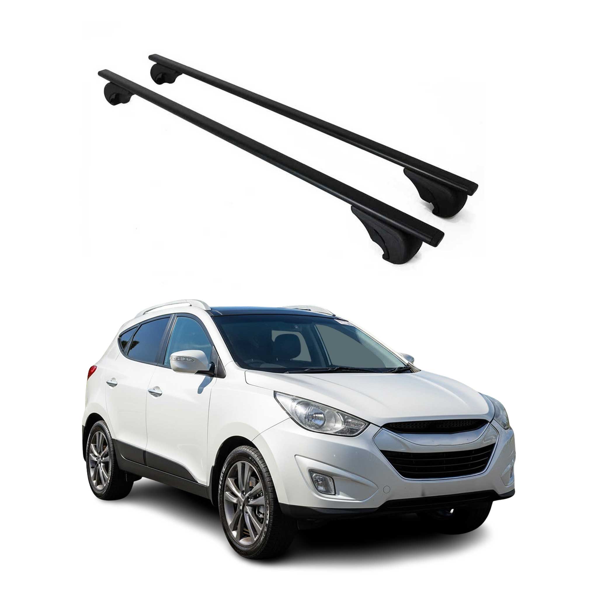 Dachträger Grundtäger für Hyundai ix35 2010-2015 75kg Metall Schwarz 2 tlg
