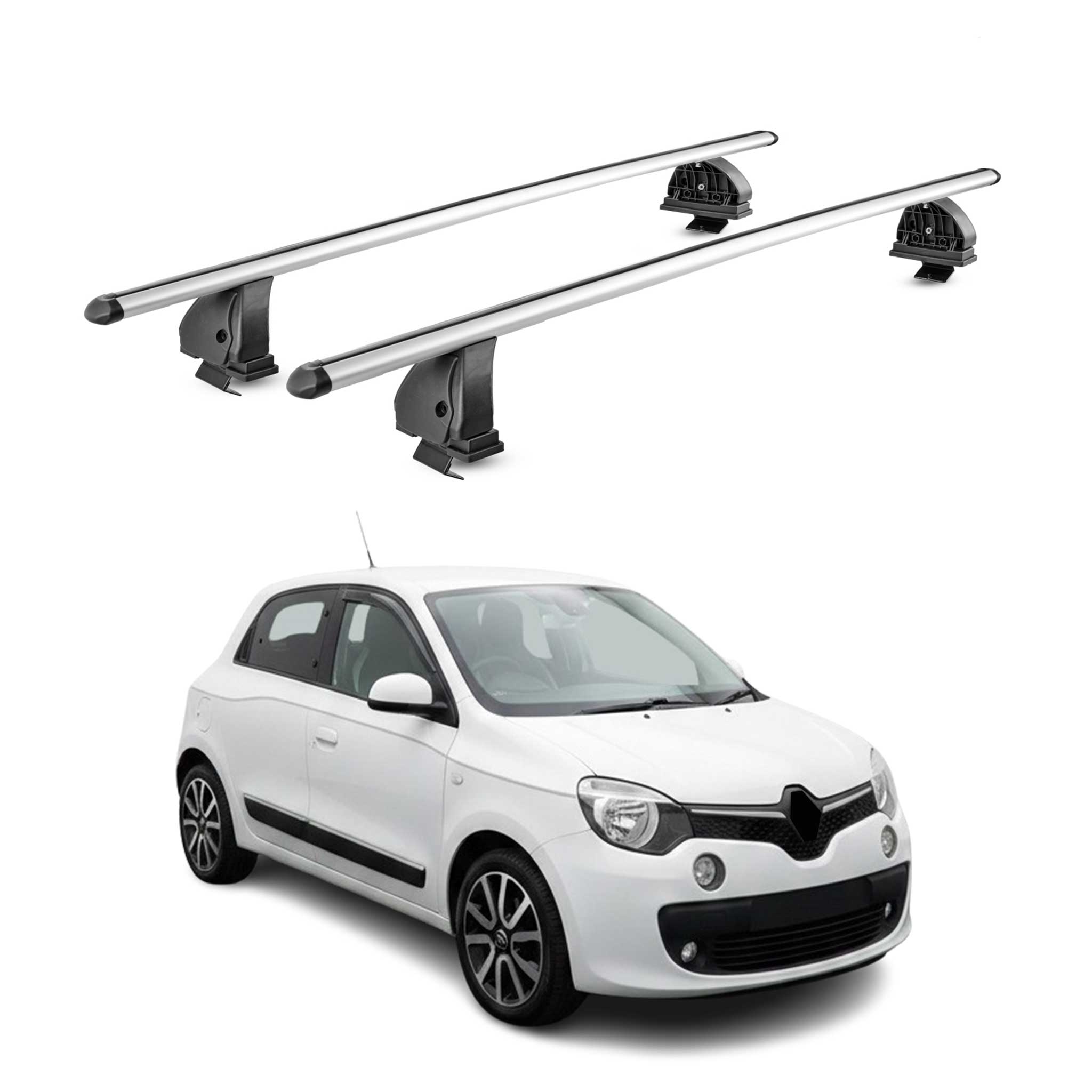 Alu Dachträger für Renault Twingo III 2014-2024 TÜV T-Nut 75 kg 2tlg Silber