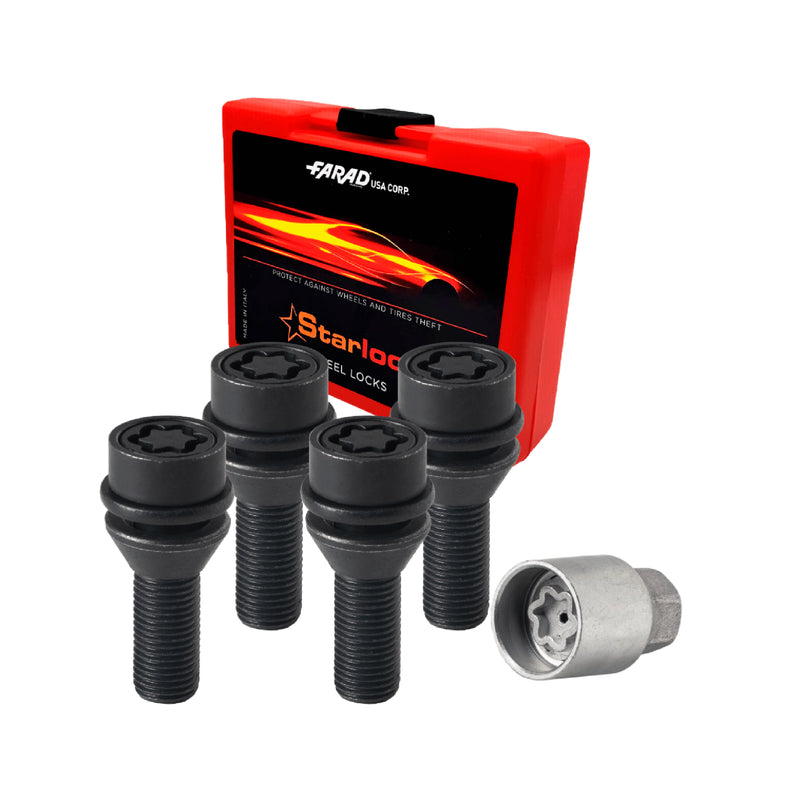 Radschloss Satz für Fiat Ducato Rad 15” bis 2005 Felgenschloss Schwarz M14X1.5