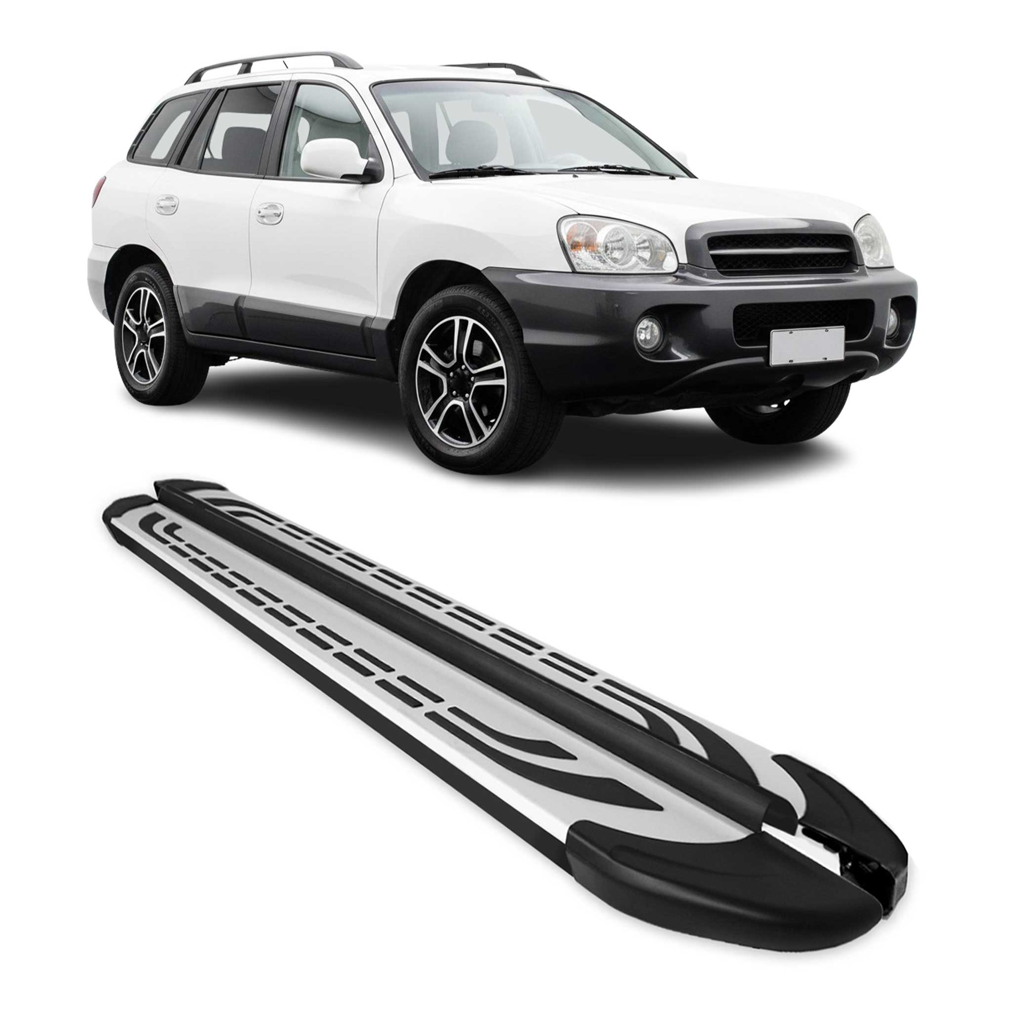 Trittbretter Schweller Seitenbretter für Hyundai Santa Fe 2001-2006 Alu Schwarz