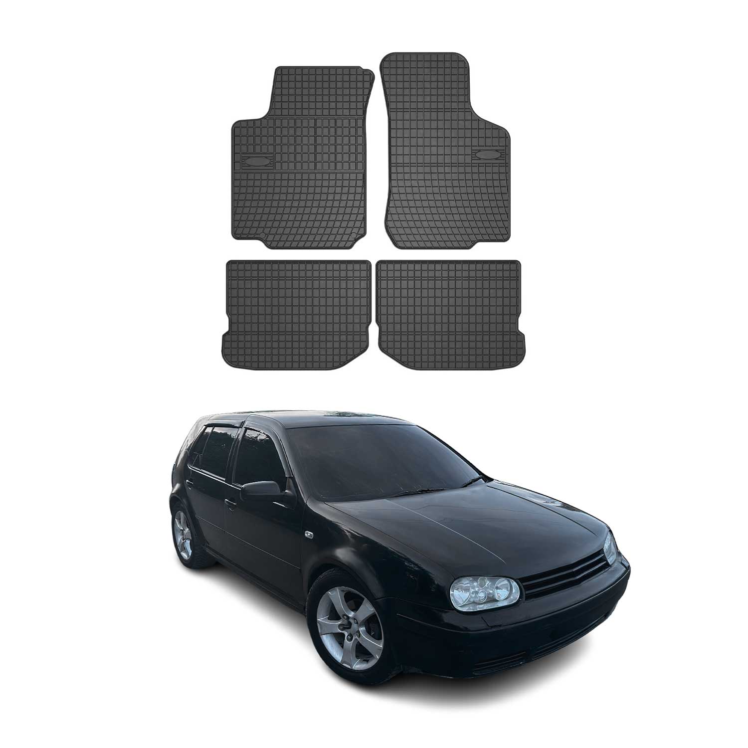 OMAC Gummi Fußmatten für VW Golf 1997-2006 Automatten Gummi Schwarz 4tlg