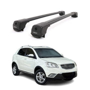 Dachträger Grundträger für Ssangyong Korando III 2010-2019 Aluminium Schwarz 2x