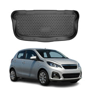 Kofferraummatte Kofferraumwanne für Peugeot 108 2014-2022 5tür Gummi TPE Schwarz