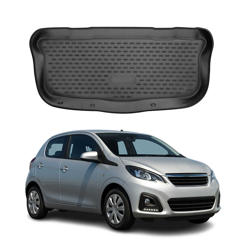 Kofferraummatte Kofferraumwanne für Peugeot 108 2014-2022 5tür Gummi TPE Schwarz