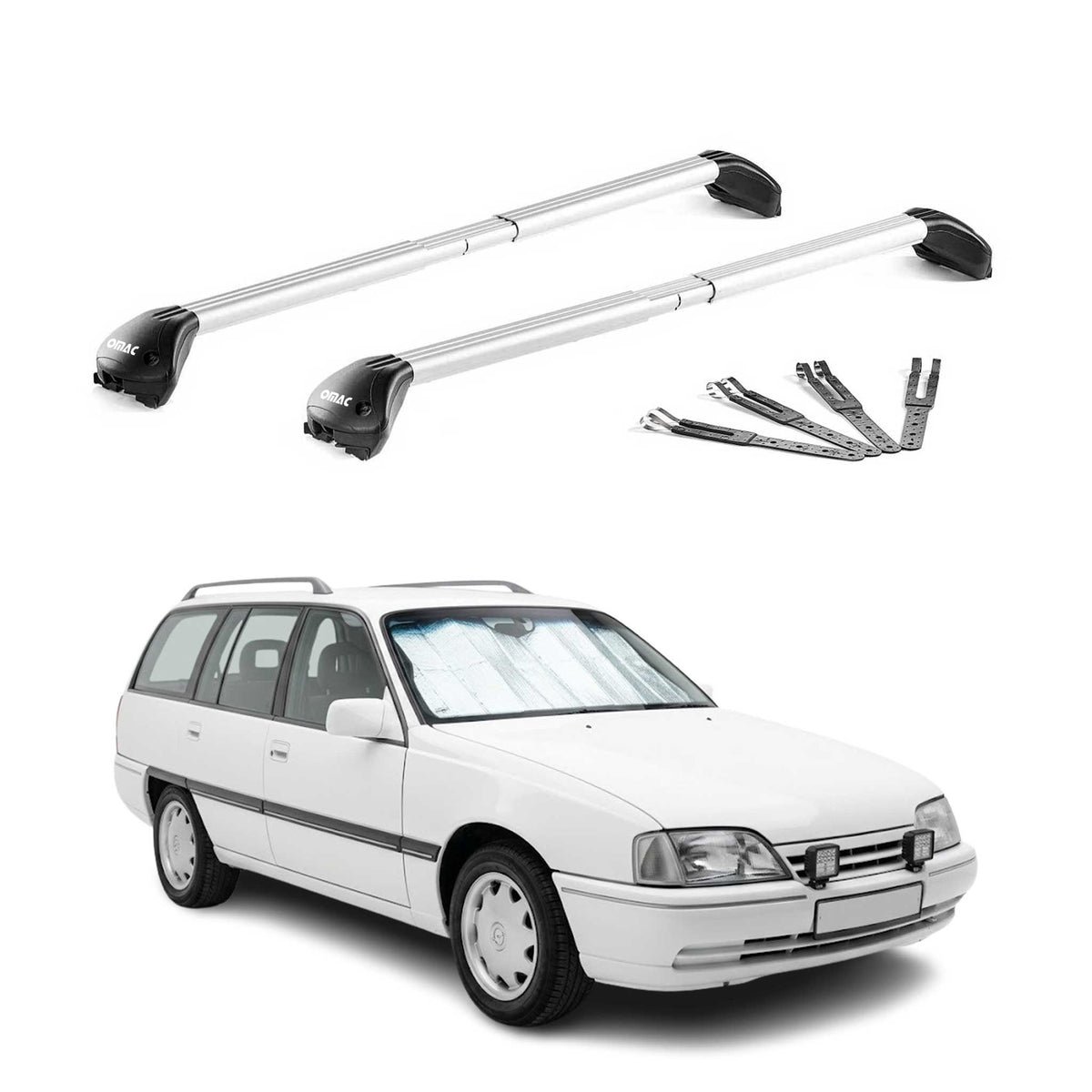 Dachträger Grundtäger für Opel Omega B Kombi 1994-2003 100kg Alu Grau 2x ABE