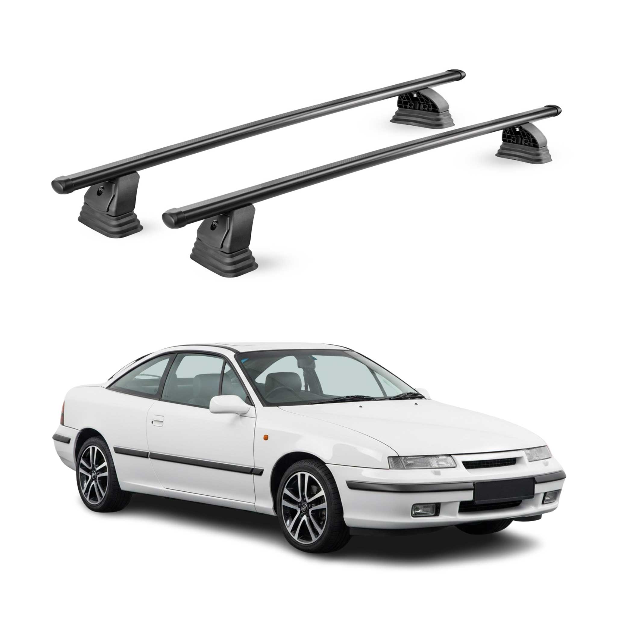 Stahl Dachträger für Opel Calibra 1990-1997 TÜV Abschließbar 75 kg 2tlg Schwarz