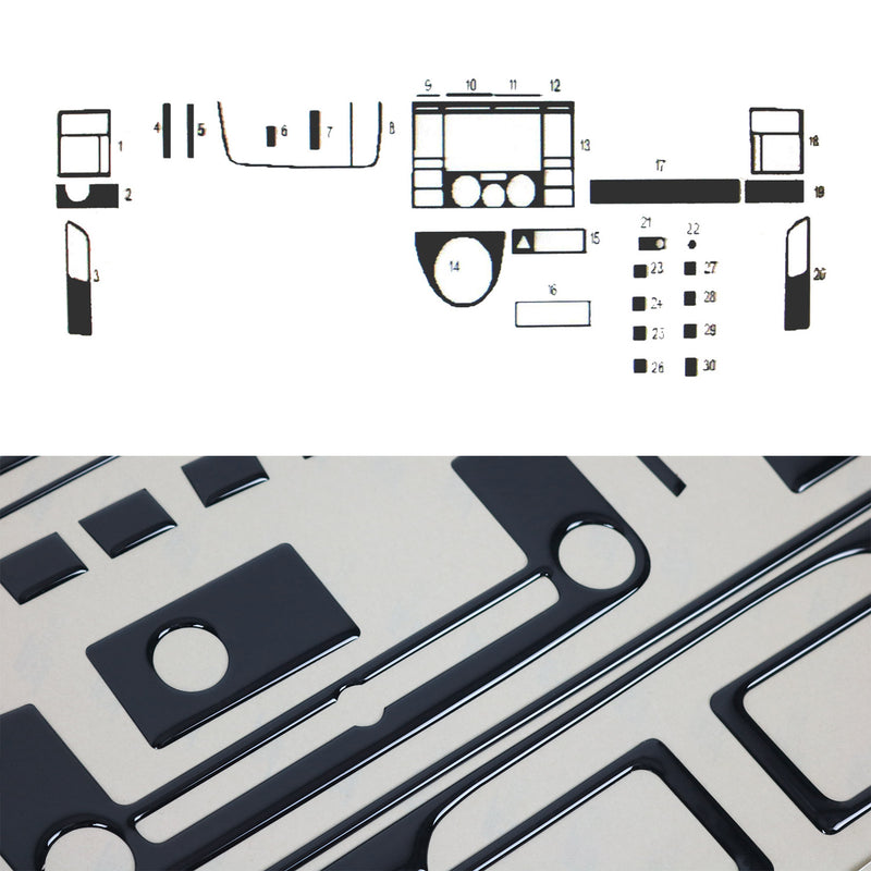 Innenraum Dekor Cockpit für VW Caravelle 2003-2010 Piano Schwarz Optik 30 tlg