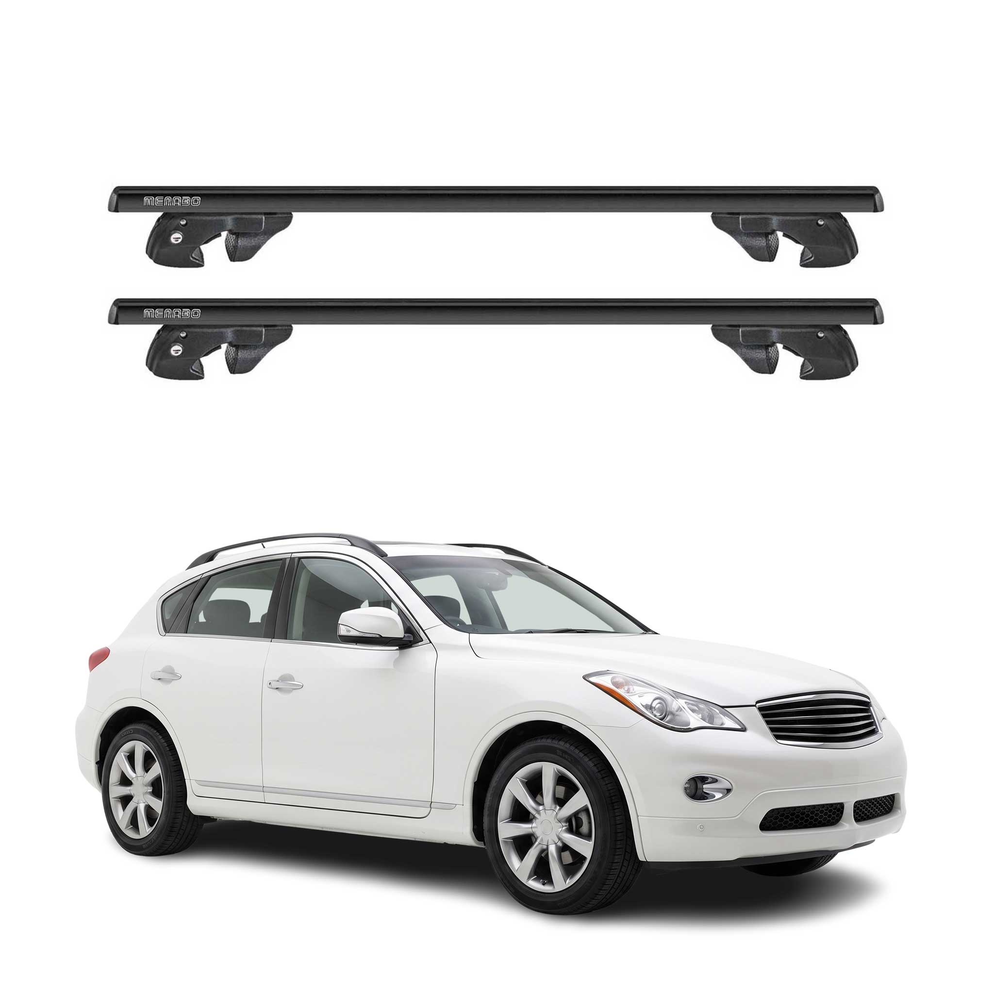 Dachträger Grundtäger für Infiniti QX50 I 2013-2017 Alu 90kg TÜV Schwarz 2tlg