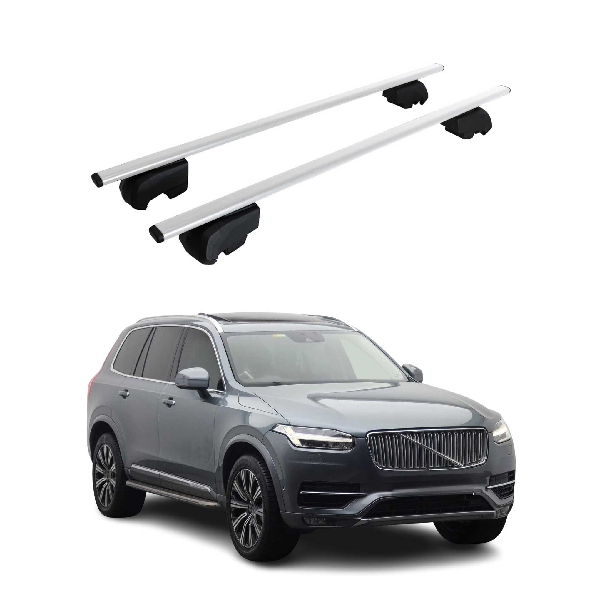 Dachträger Grundträger für Volvo XC90 2015-2023 Metall Silber ABE 2x