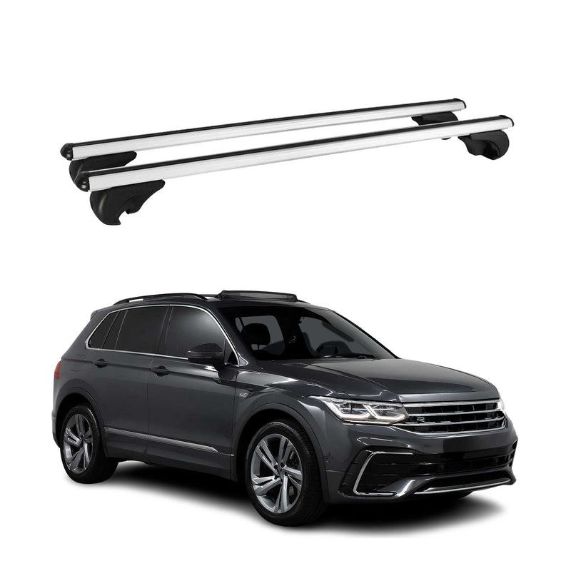 Dachträger Grundtäger für VW Tiguan mk2 2016-2024 75kg Aluminium Silber 2 tlg