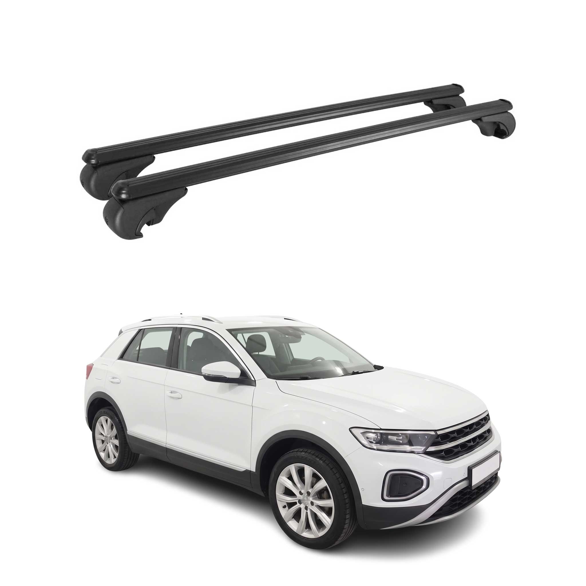 Dachträger Grundträger für VW T-Roc 2017-2025 TÜV Aluminium Schwarz 2tlg