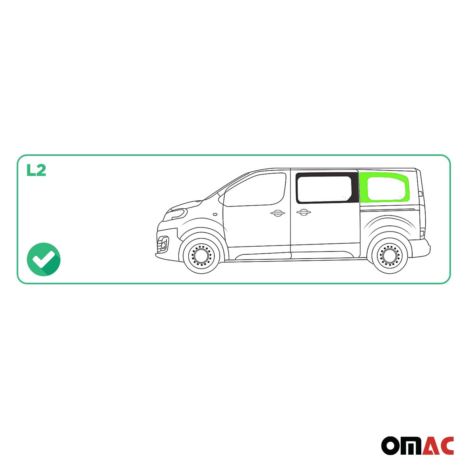 Seitenfenster Auto Fenster für Citroen Jumpy 2016-2026 Schwarz Hinten Links L2