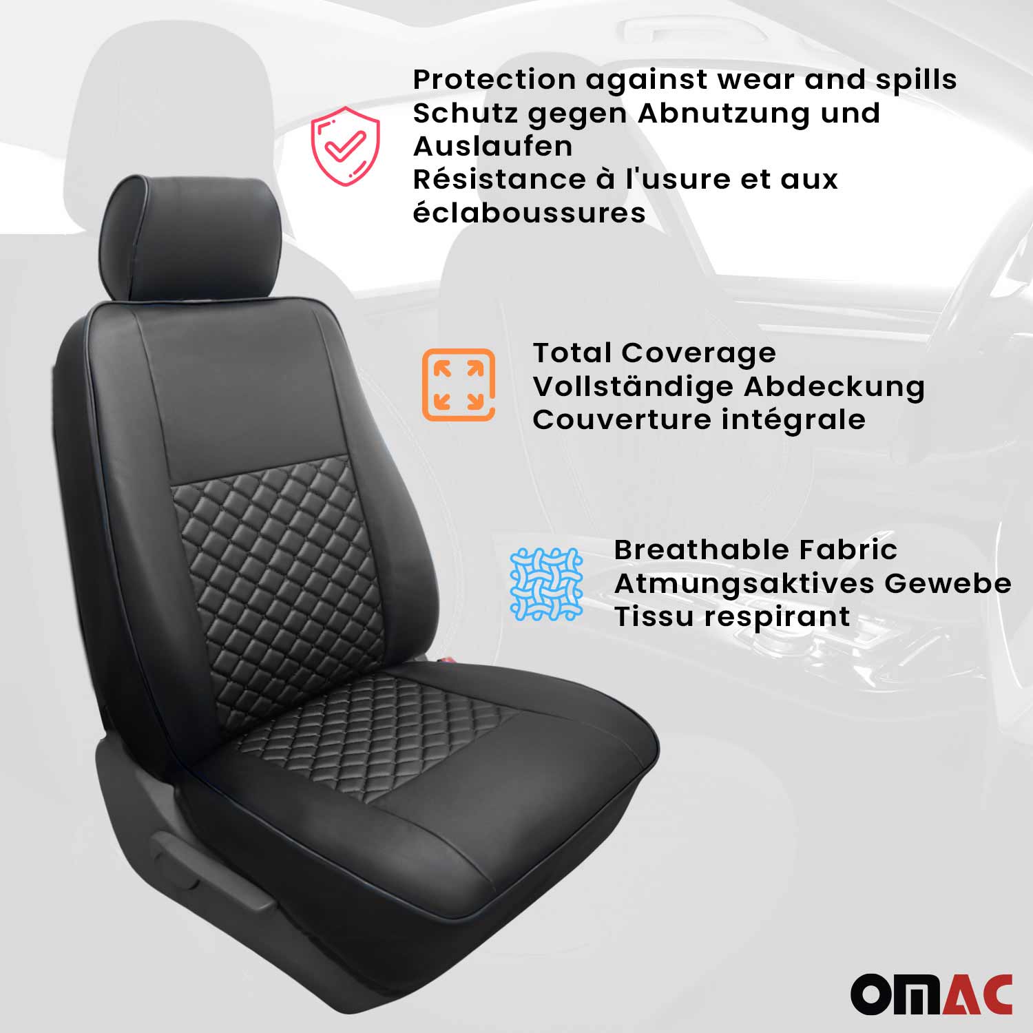 Sitzbezüge Schonbezüge für Ford Transit 2000-2014 Kunstleder Schwarz 1tlg