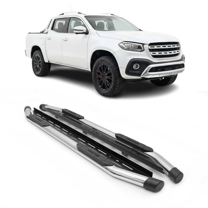 StahlTrittbretter Schwellerrohre für Mercedes X Klasse DoubleCab 2017-2020 Grau