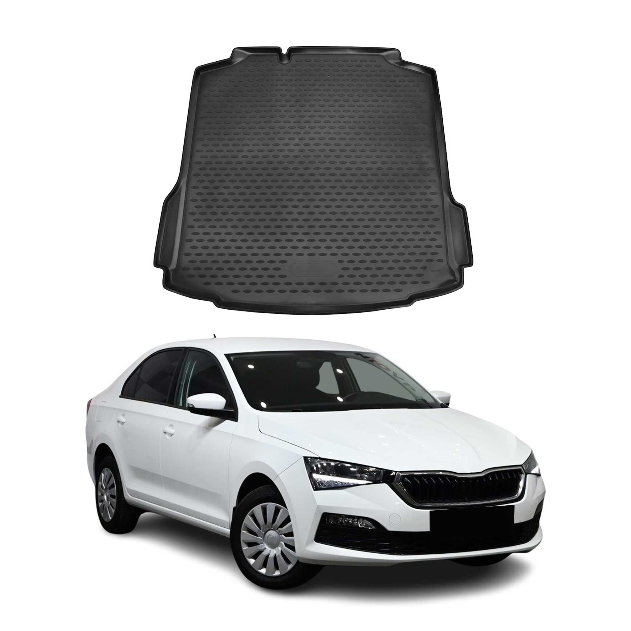 Kofferraummatte Kofferraumwanne für Skoda Rapid Limo 2017-2019 Gummi TPE Schwarz
