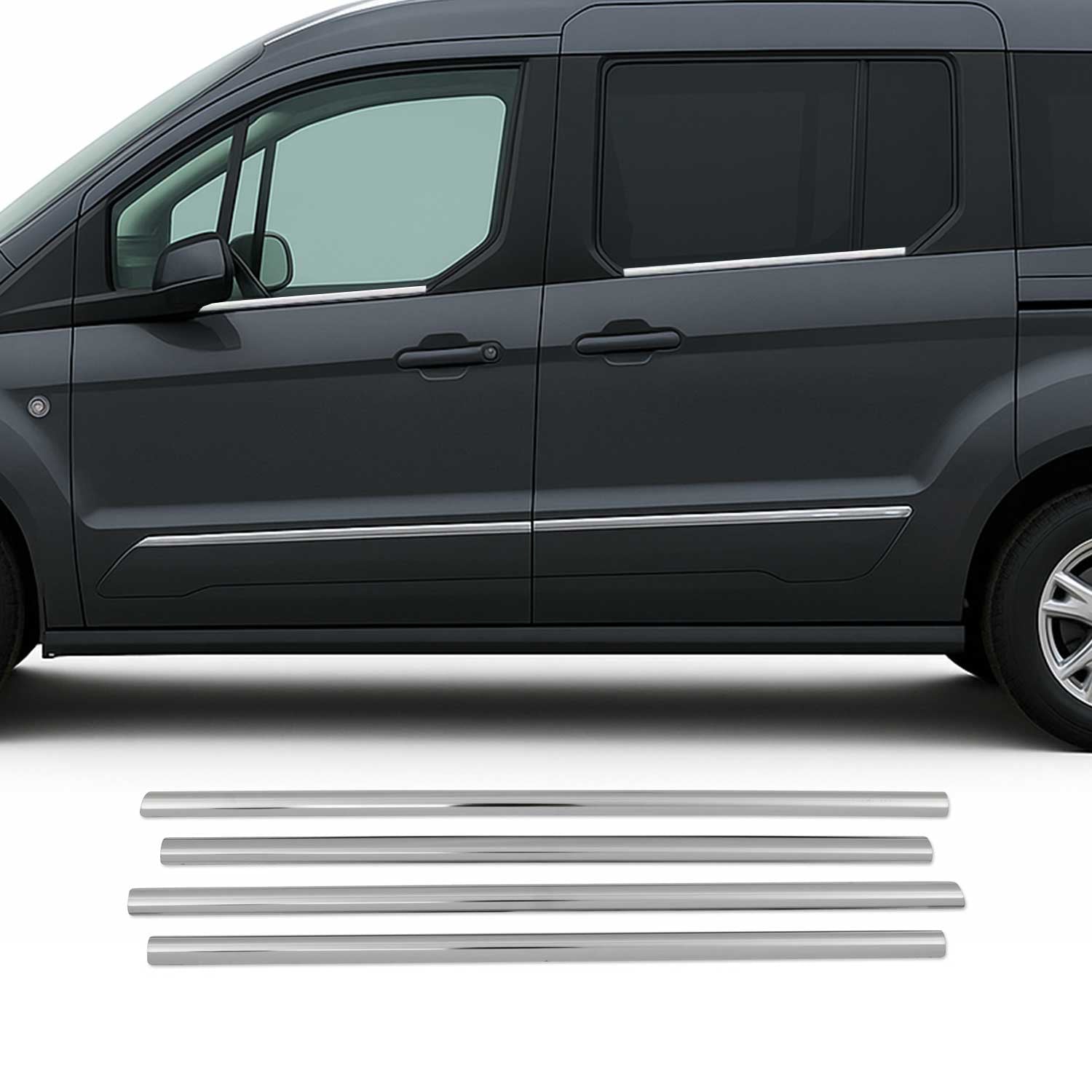 Fensterleisten Zierleisten für Ford Connect 2014-2021 Edelstahl Chrom 4tlg