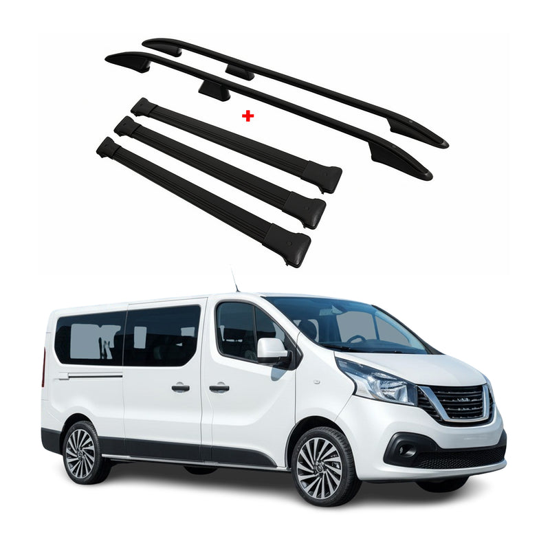 Dachreling + Dachträger für Nissan NV300 2016-2025 L2 Langer Alu Schwarz 5x
