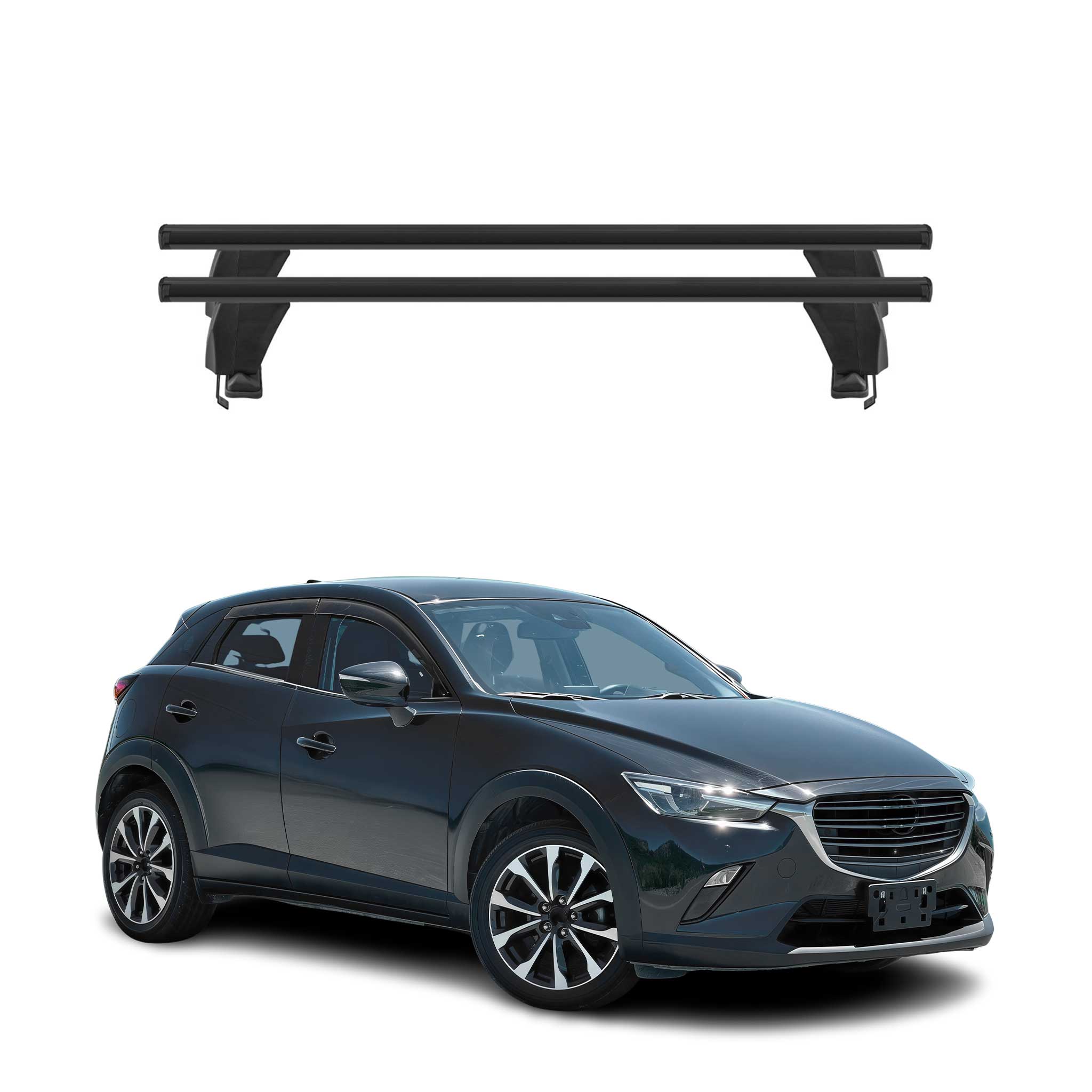 Menabo Dachträger Grundtäger für Mazda CX-3 2015-2021 50kg Alu Schwarz 2 tlg