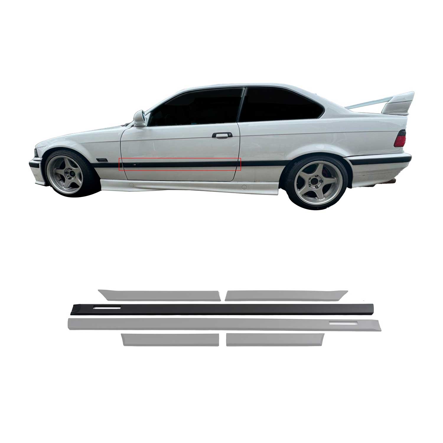 JOM Seitenleisten Türleisten für BMW 3er E36 Coupe Cabrio schwarz 6tlg