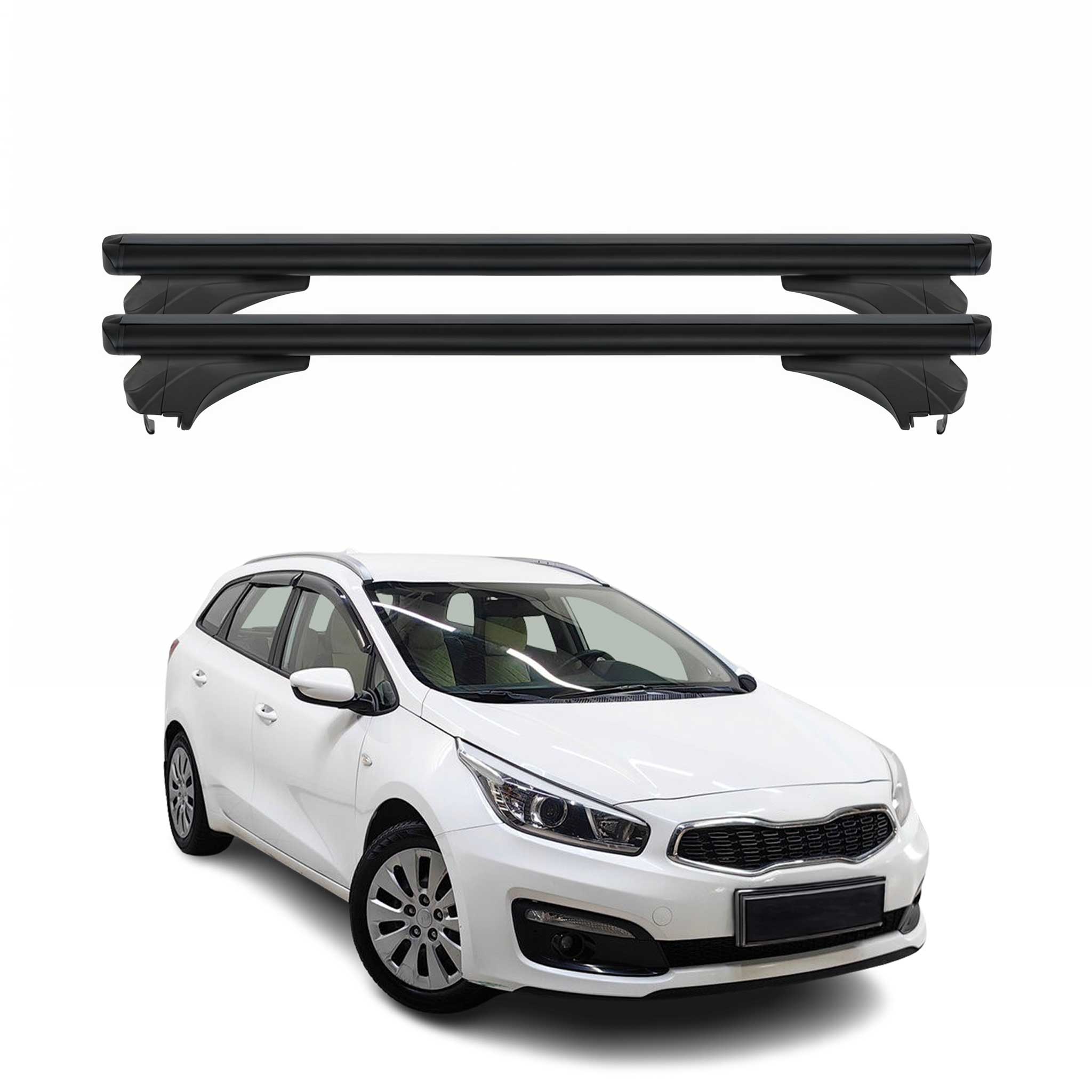 Menabo Dachträger für KIA Cee'D Sportswagon 2012-2018 Aluminium Schwarz 2 tlg