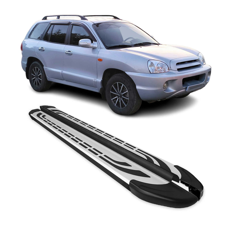 Trittbretter Schweller Seitenbretter für Hyundai Santa Fe 2006-2012 Schwarz Alu