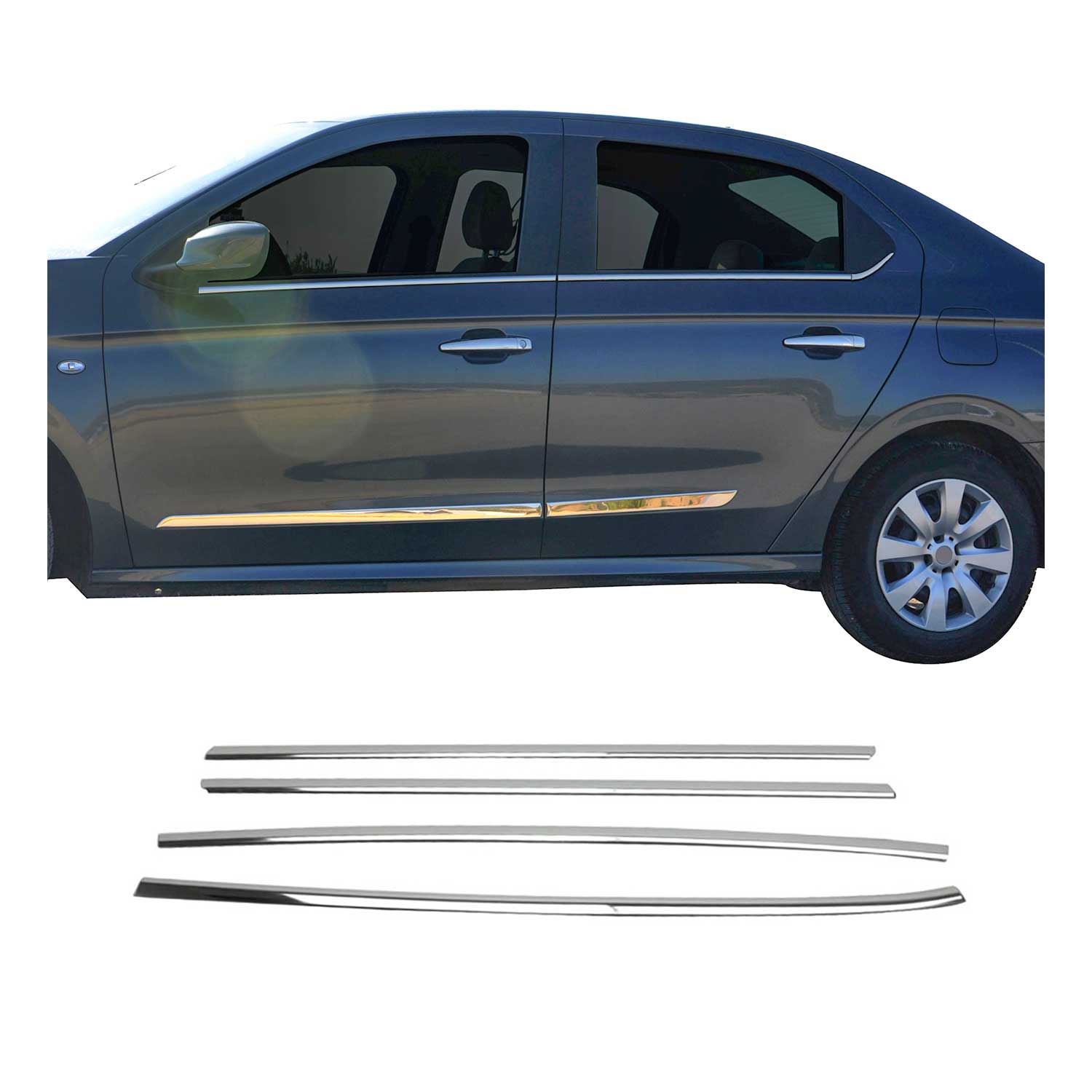 Fensterleisten Zierleisten für Peugeot 301 2012-2026 Edelstahl Chrom 6tlg