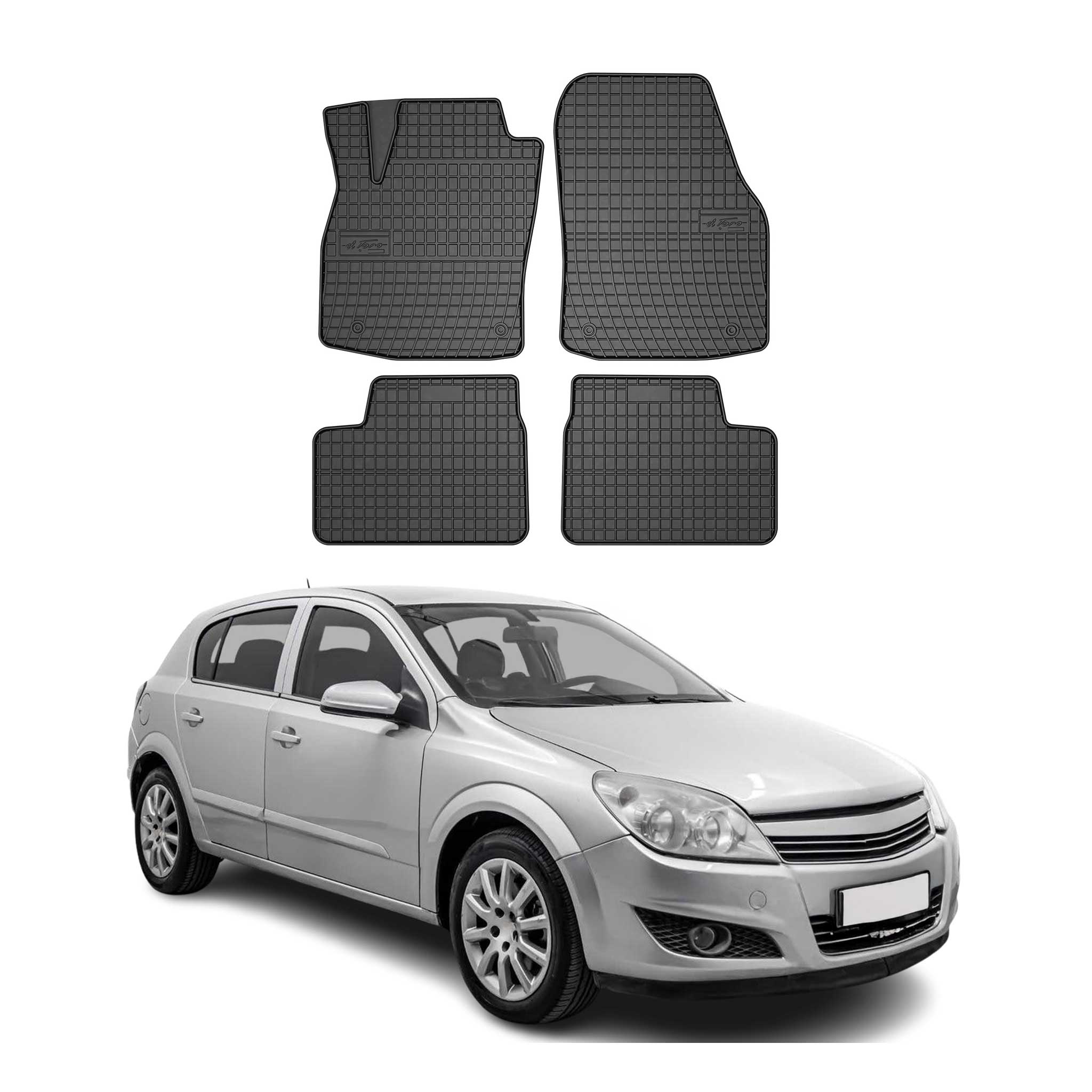 OMAC Gummi Fußmatten für Opel Astra H 2004-2014 Automatten Gummi Schwarz 4tlg