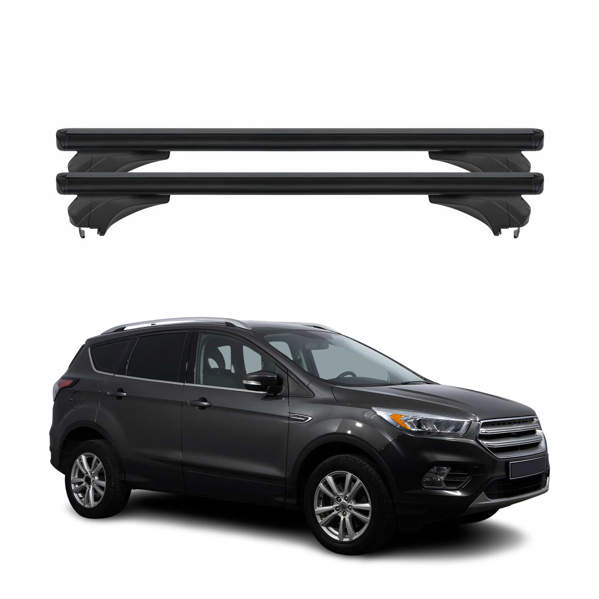 Menabo Dachträger Grundtäger für Ford Kuga II 2012-2019 Aluminium Schwarz 2 tlg