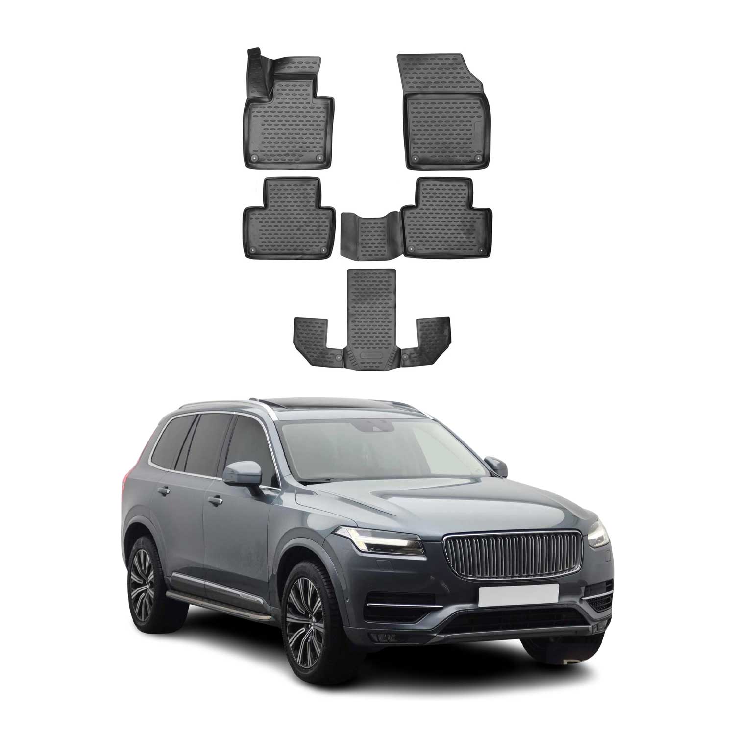 OMAC Fußmatten Gummimatten für Volvo XC90 2019-2026 Automatten Schwarz 4x