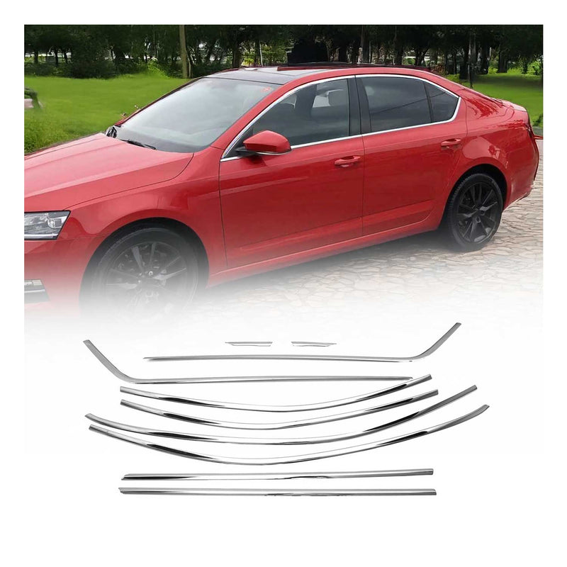 Fensterleiste Fensterrahmen für Skoda Octavia Limo 2012-2019 Chrom Edelstahl 10x