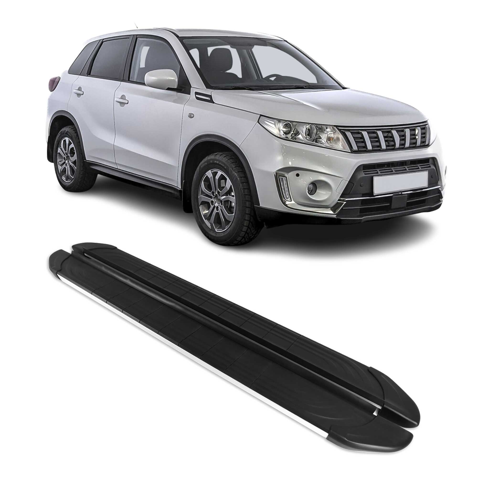 Trittbretter Seitenschweller für Suzuki Vitara 2015-2026 Aluminium Schwarz Grau