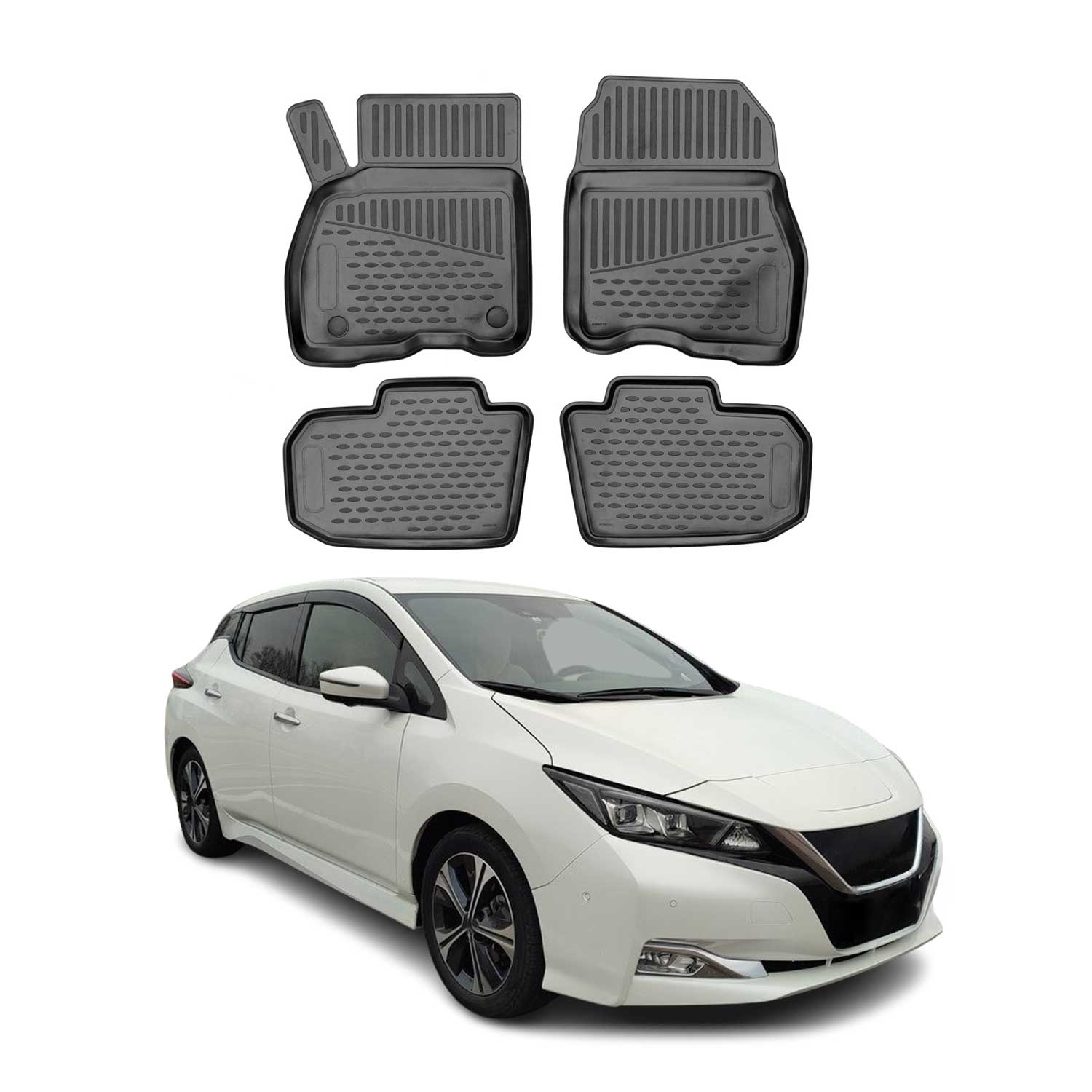 OMAC Gummimatten Fußmatten für Nissan Leaf 2017-2024 TPE Automatten Schwarz 4x