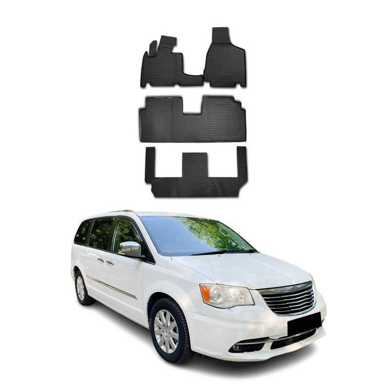Gummimatten Fußmatten für Dodge Grand Caravan/Grand Voyager 2008-2020 Schwarz