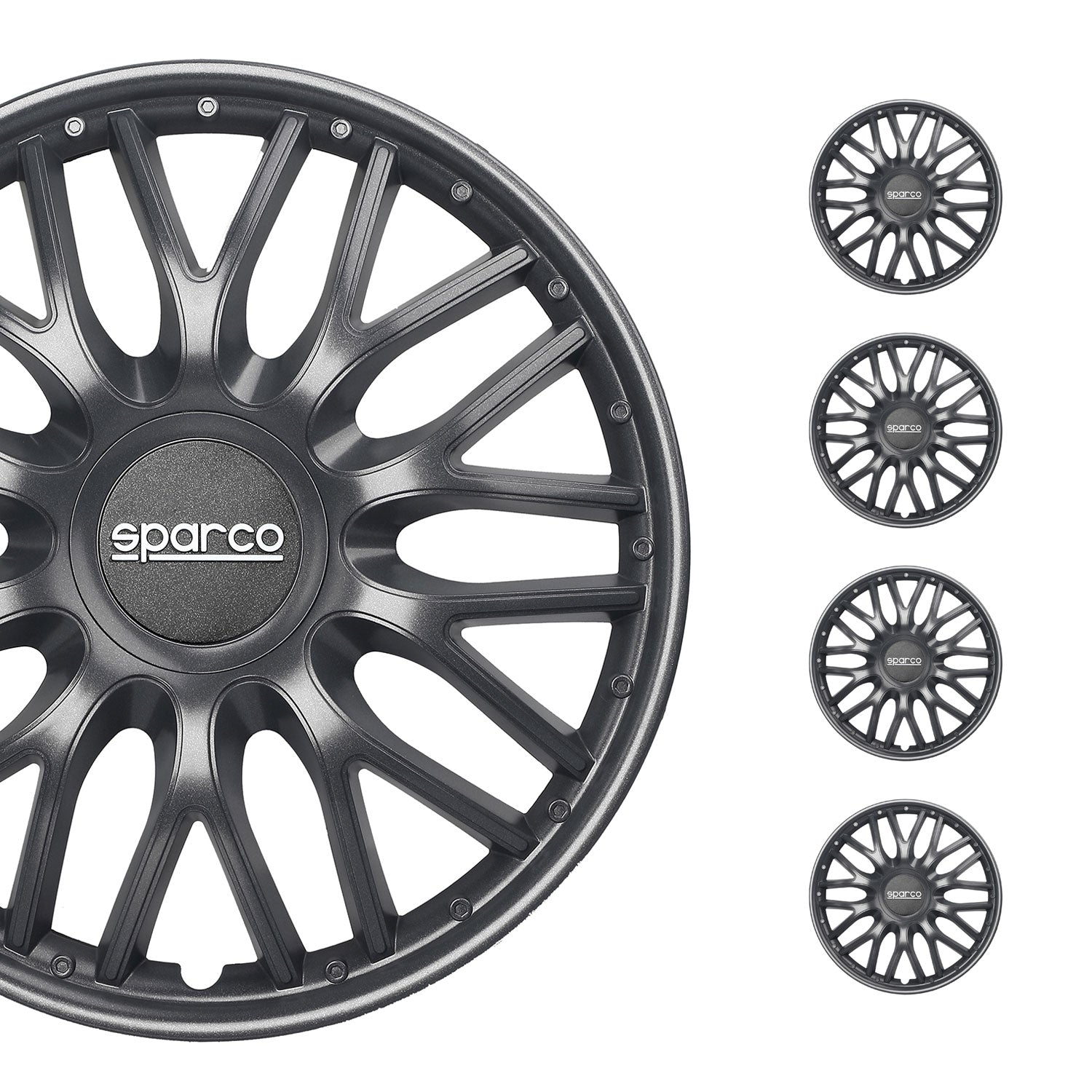 Radkappen Radzierblenden Sparco Roma 16" Zoll Auto Abdeckung Set Grau 4 Stück
