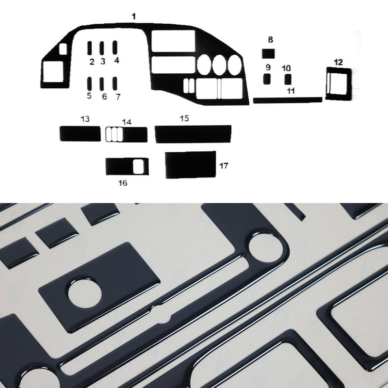 Innenraum Dekor Cockpit für Mercedes Sprinter 1995-2000 Piano Schwarz Optik 17x